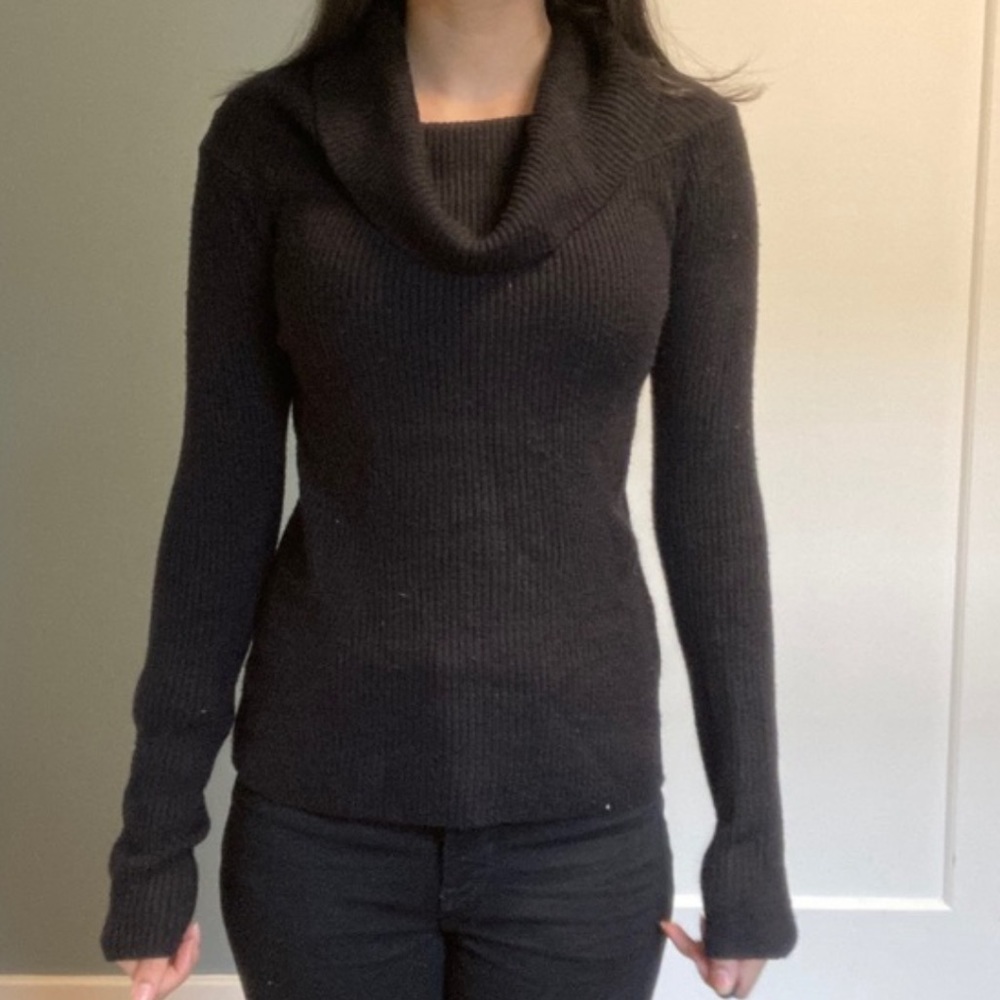 Black Cowl Neck/Off the Shoulder Sweater